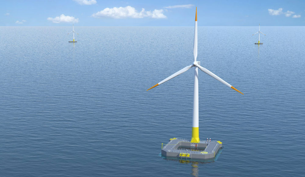 floating wind turbine at sea