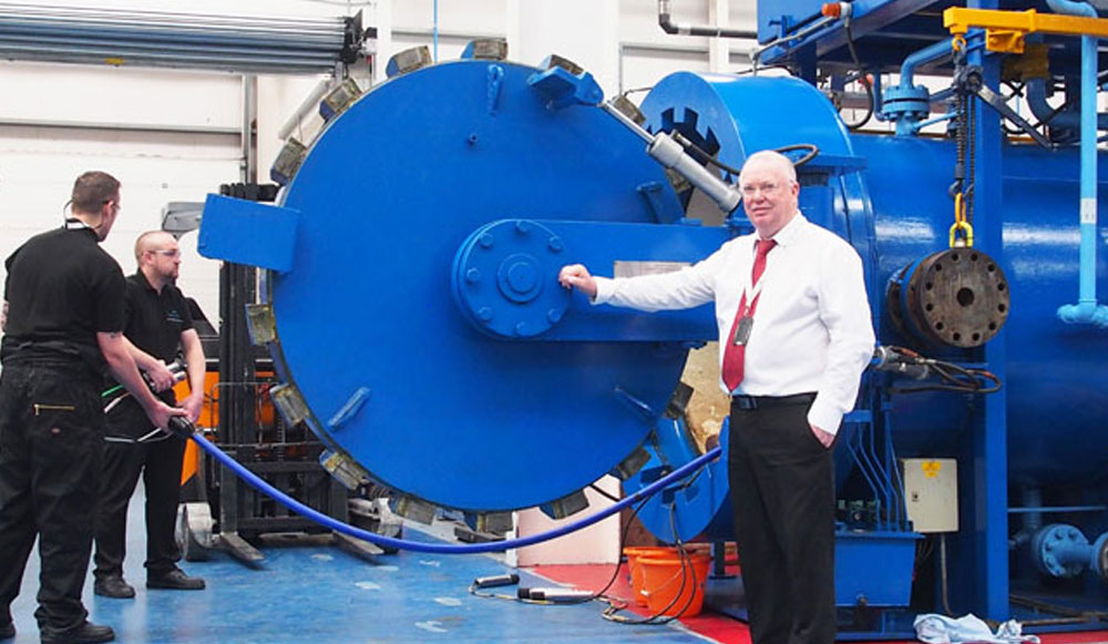 Doug Whyte with pressure testing vessel
