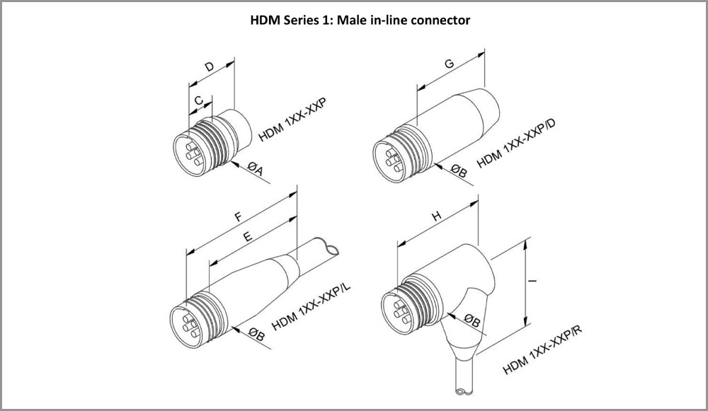 male in-line connector